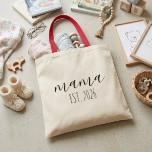Bolsa Tote Mama Est. 2026 Mãe Para Ser Personalizado Minimali
