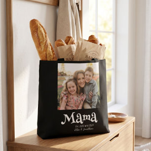 Bolsa Tote Mama Estabelecida Foto Nome das Crianças Texto Div