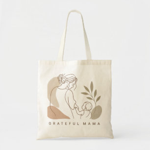 Bolsa Tote Mama Grata Minimalista Boho Linha de Mãe e Bebê
