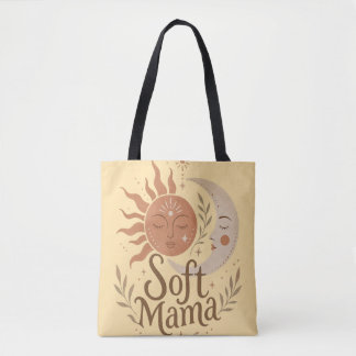 Bolsa Tote Mama Macia Sol Celestial e Lua Design Boho