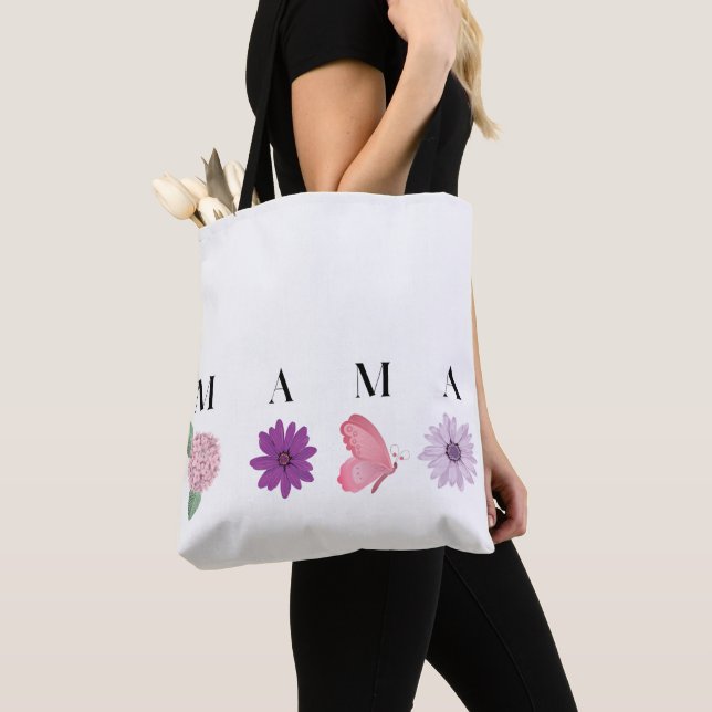 Bolsa Tote MAMA Mother’s Day Gift with Butterflies and Flower (Close Up)