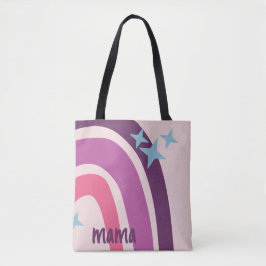 Bolsa Tote Mama personalizada boêmica rosa-púrpura do arco-ír