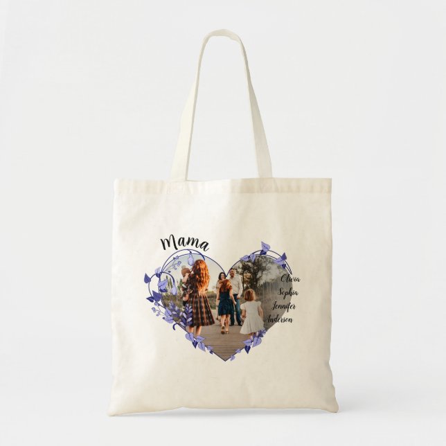 Bolsa Tote Mama Personalizada Com Nomes De Crianças E Foto |  (Frente)