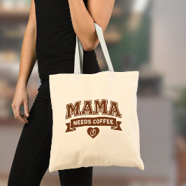 Bolsa Tote MAMA Precisa de Café Bege Branco Coração Café em G