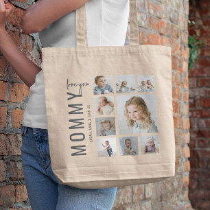 Bolsa Tote Mamãe 9 Colagem de Fotos Personalizado Mãe