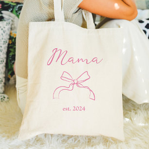 Bolsa Tote Mamãe Arco e Script Rosa Coquette