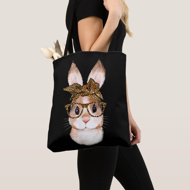Bolsa Tote Mamãe Coelhinha da Páscoa Fofa Leopardo da Páscoa  (Close Up)