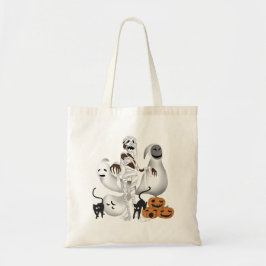 Bolsa Tote Mamãe de Halloween com Kitty Cats e Fantasma