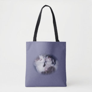 Bolsa Tote Mamãe e seu gatinho cinza branco tabby