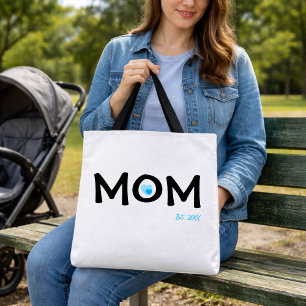 Bolsa Tote Mamãe Estabeleceu Coração Azul Duplamente Aninhado