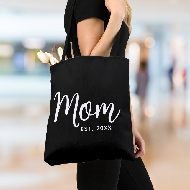 Bolsa Tote Mamãe Estabeleceu Data White Script Novo Presente  (Criador carregado)