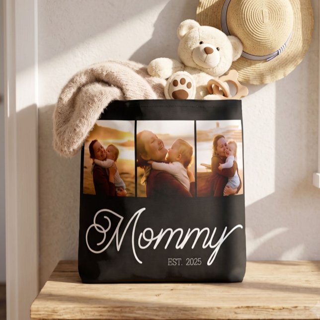 Bolsa Tote Mamãe Estabelecida Script Preto 3 Foto (Criador carregado)