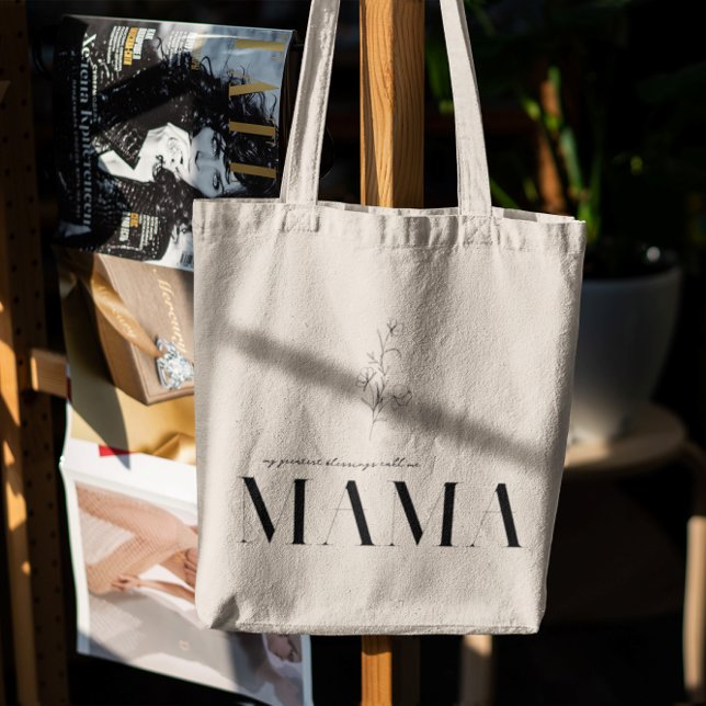 Bolsa Tote Mamãe | Letra Chic Boho & Floral (Criador carregado)