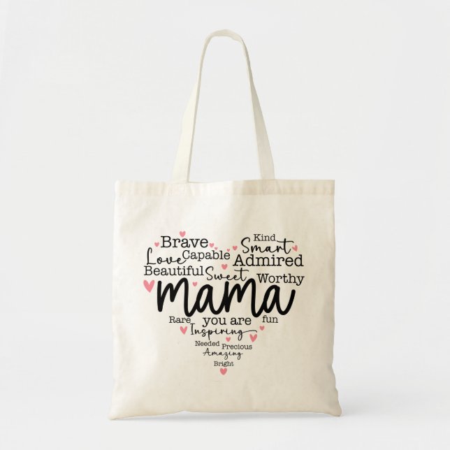 Bolsa Tote Mamãe Oferece à Mãe Corações Inspiradoras (Frente)