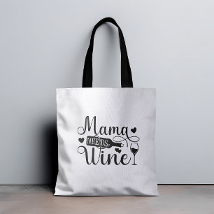 Bolsa Tote Mamãe Precisa De Vinho Engraçado Citação De Vinho