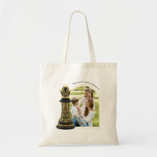 Bolsa Tote MAMÃE Rainha da minha vida, Roteiro Dourado Xadrez