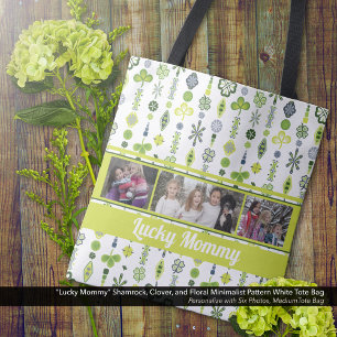 Bolsa Tote "Mamãe Sortuda" Shamrock Clover Pattern