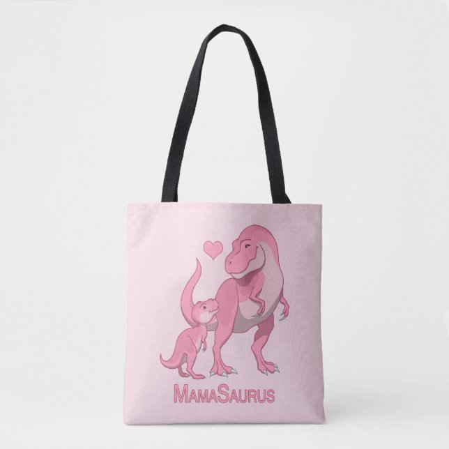 Bolsa Tote MamaSaurus T-Rex e dinossauros do bebé (Frente)