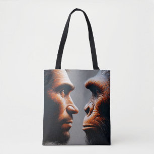 Bolsa Tote  man confronting his evolutionary origin