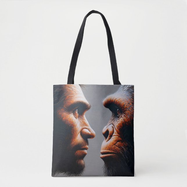 Bolsa Tote  man confronting his evolutionary origin (Frente)