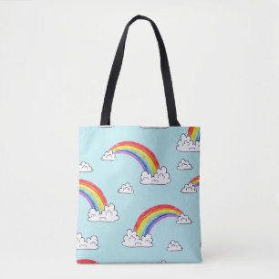 Bolsa Tote Manchas de arco-íris e nuvens sem costura
