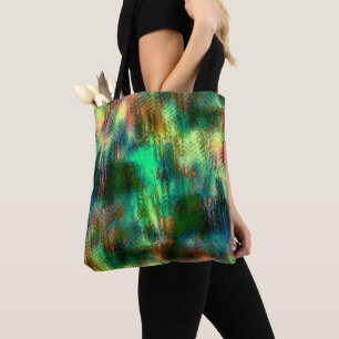 Bolsa Tote Manchas e mistura de texturas poloneses, verde que