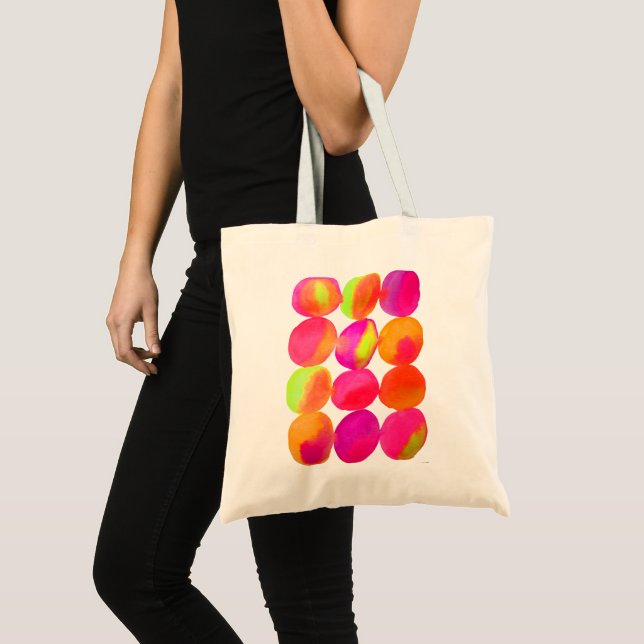 Bolsa Tote Manchas neon de aquarela pop art (Frente (produto))
