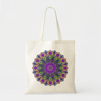 Bolsa Tote Mandala 12 violeta rosa verde -