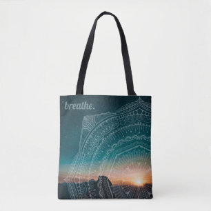 Bolsa Tote Mandala Art Night Sky Stars Texto Personalizado Br