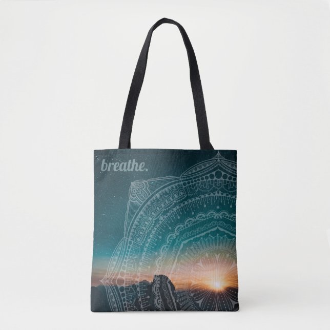 Bolsa Tote Mandala Art Night Sky Stars Texto Personalizado Br (Frente)