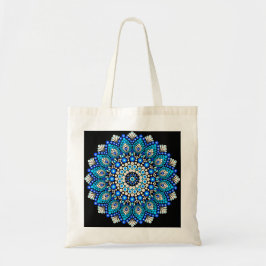 Bolsa Tote Mandalá Azul Boho Floral Geométrico Canvas