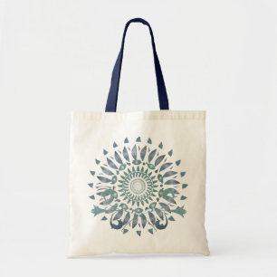 Bolsa Tote Mandala azul da folha
