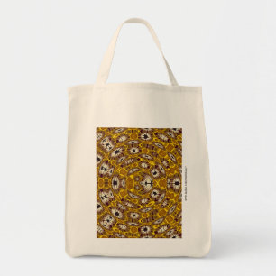 Bolsa Tote Mandala Boho Padrão Floral Dourado