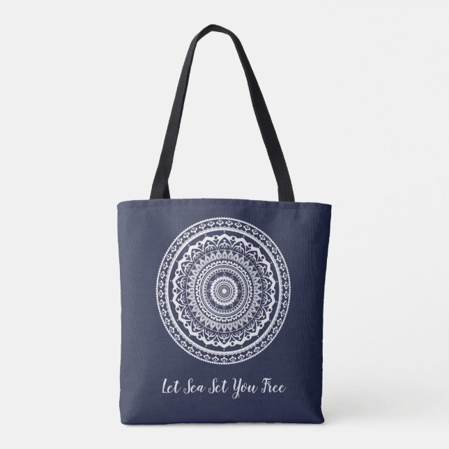 Bolsa Tote Mandala Branca Deixe o mar te libertar (Verso)