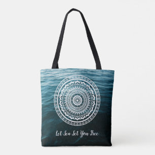 Bolsa Tote Mandala Branca Deixe o mar te libertar
