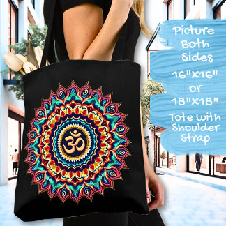 Bolsa Tote Mandala com símbolo OM em preto
