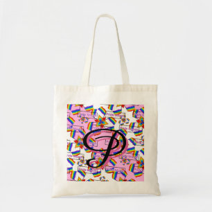 Bolsa Tote Mandala de Cores do Orgulho com Monograma - Geomét