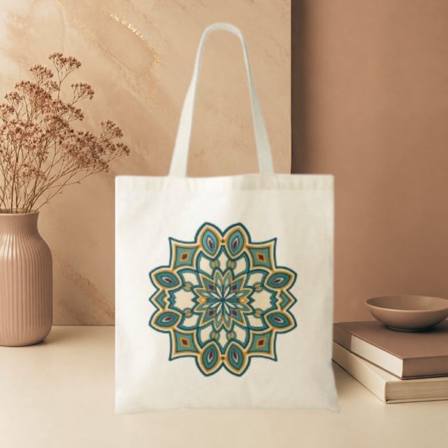 Bolsa Tote Mandala de Flor Açafrão (Criador carregado)