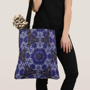 Bolsa Tote Mandala de Redemoinho Índigo Profundo com Padrões 
