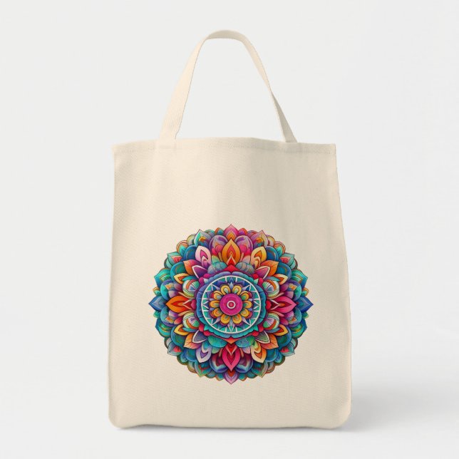 Bolsa Tote Mandala / Design de Flor (Frente)