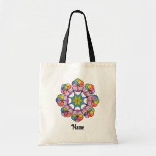 Bolsa Tote Mandala Geométrica Desenhada em Lápis Colorida Per