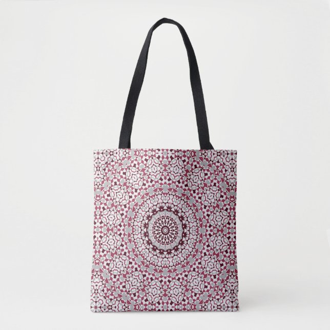 Bolsa Tote Mandala is burgundy-gray (Frente)