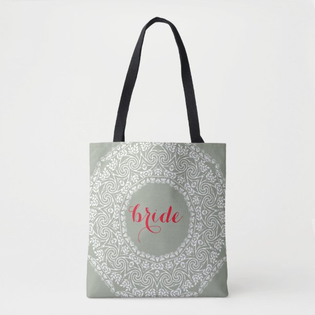 Bolsa Tote Mandala Lace Noiva de Casamento de Arte Nadada (Frente)
