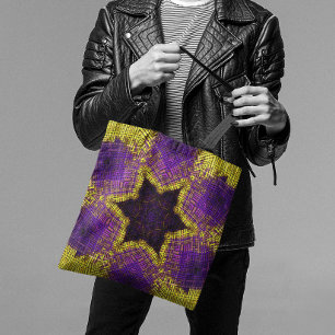 Bolsa Tote Mandala Roxo e Amarelo