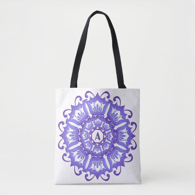 Bolsa Tote Mandala. violeta floral (Frente)
