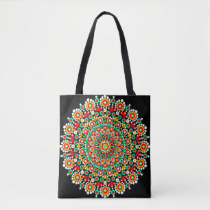 Bolsa Tote Mandalas Coloridos Boho Floral Geométrico Canvas 