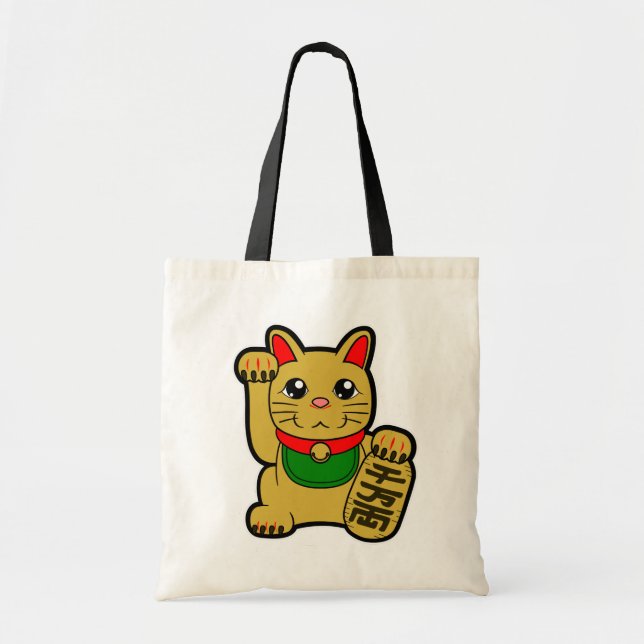 Bolsa Tote Maneki Neko: Gato Sortudo do Ouro (Frente)