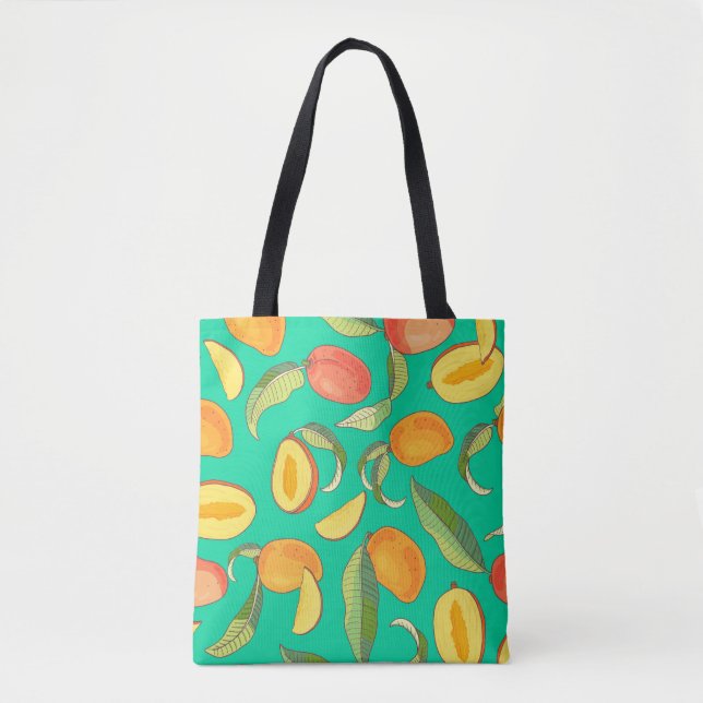 Bolsa Tote Mango Medley: Padrão de Fruta Tropical (Frente)