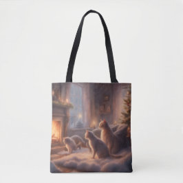 Bolsa Tote Manhã de Natal Nebulosa pela Lareira
