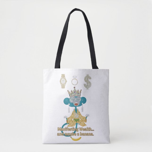 Bolsa Tote Manifesting Wealth Monkey zen art  (Frente)